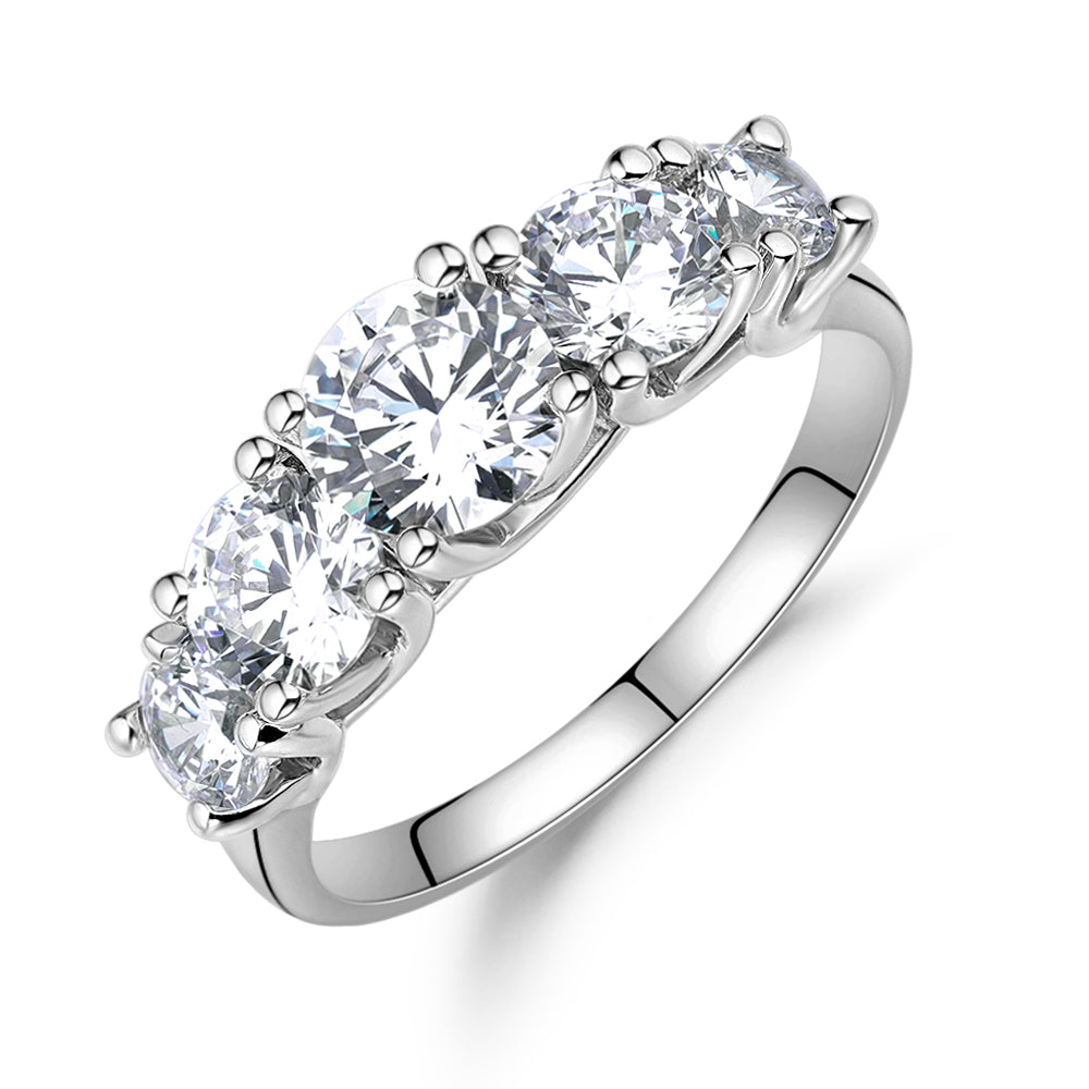 Dress ring with 2.26 carats* of diamond simulants in 10 carat white gold - Image 4