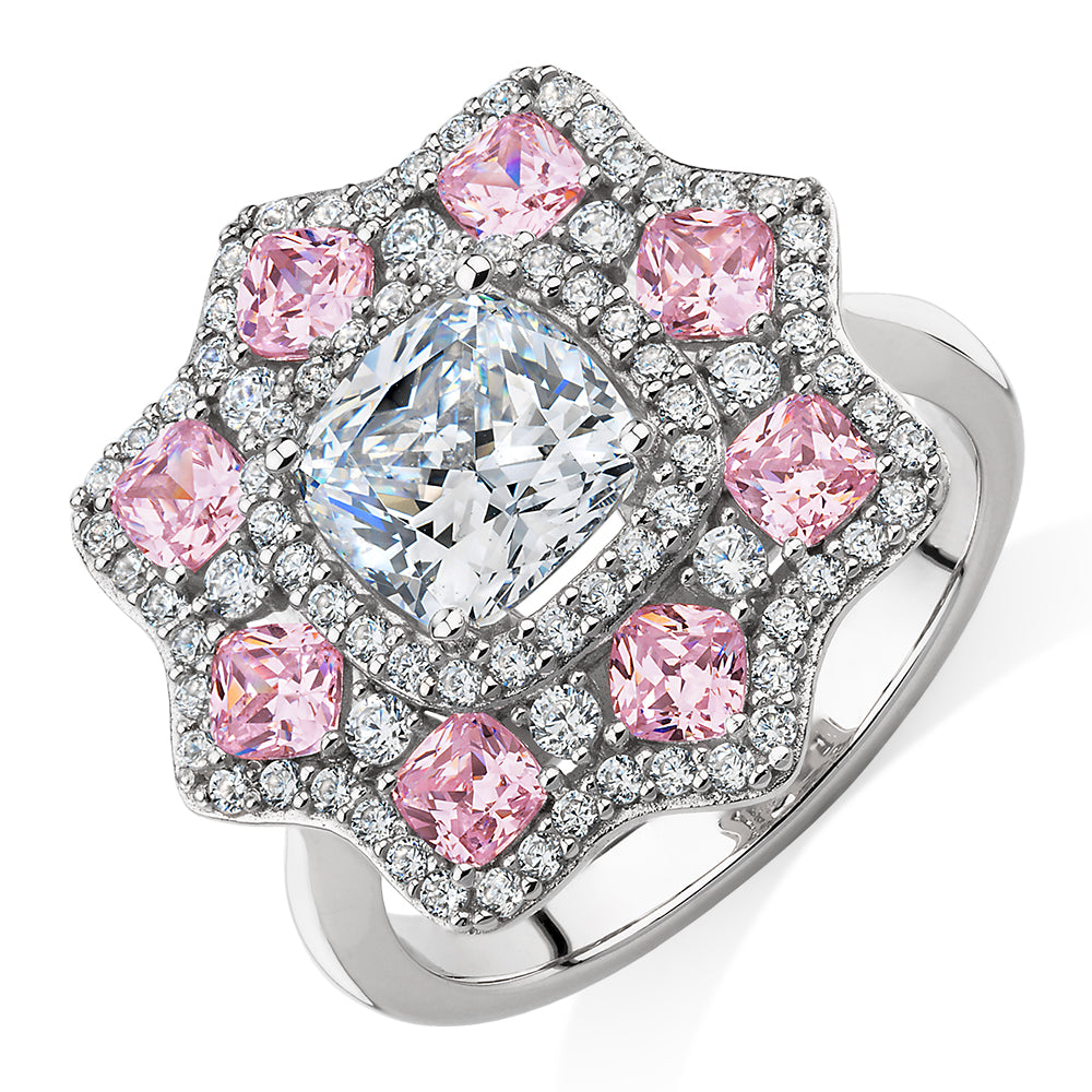 Dress ring with 16.07 carats* of diamond simulants in sterling silver - Image 2