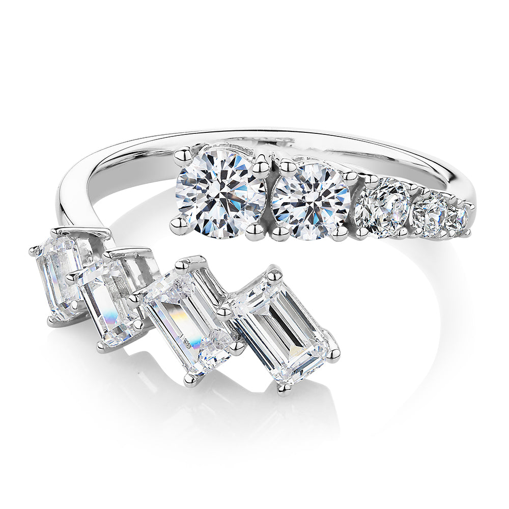 Dress ring with 1.64 carats* of diamond simulants in 10 carat white gold