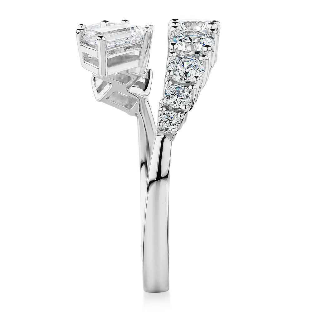 Dress ring with 1.64 carats* of diamond simulants in 10 carat white gold - Image 2