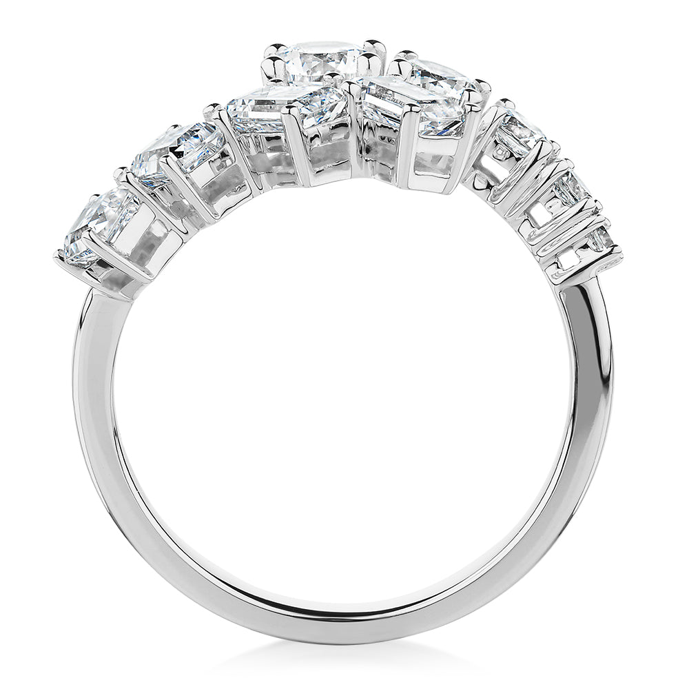 Dress ring with 1.64 carats* of diamond simulants in 10 carat white gold - Image 3