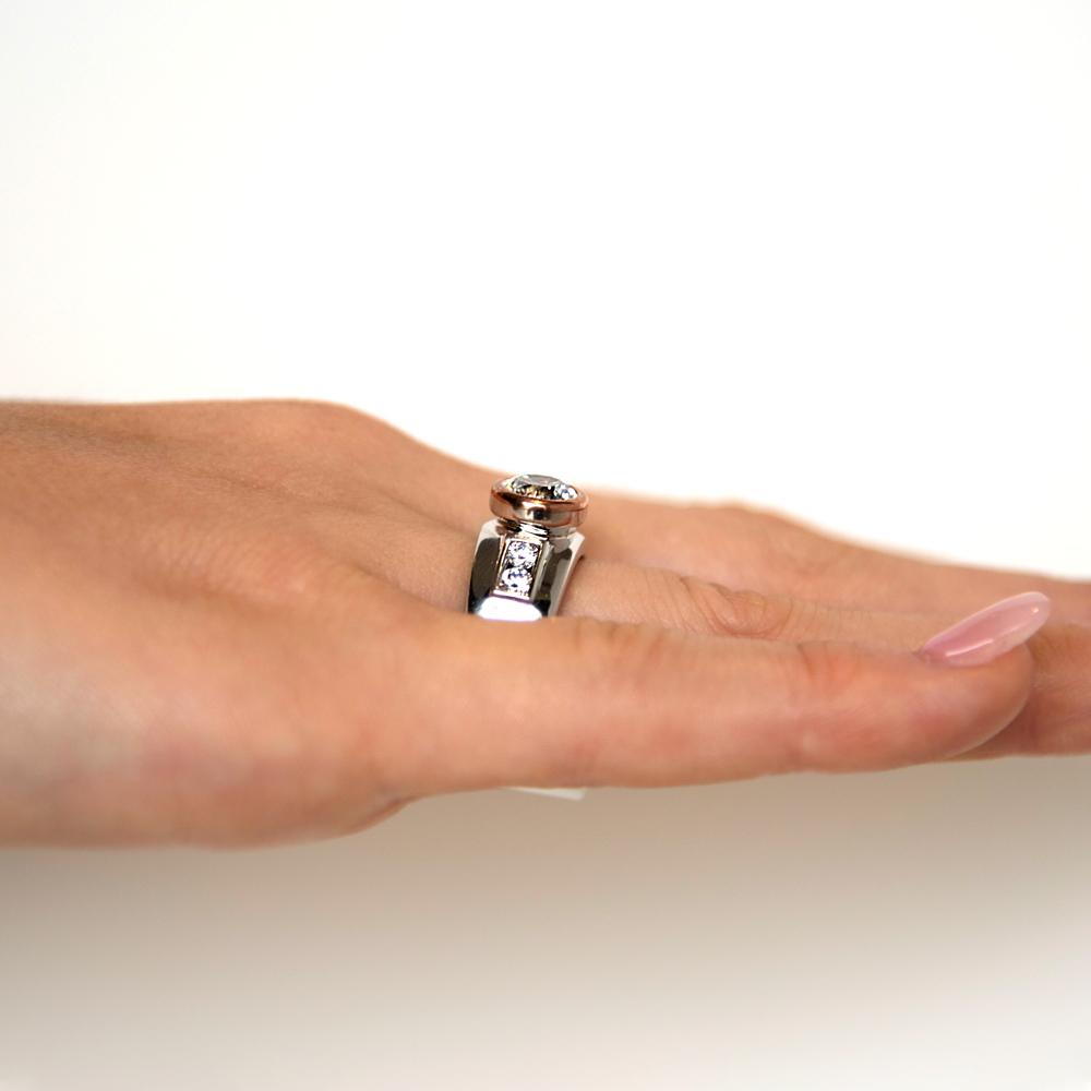 Synergy dress ring with 2.11 carats* of diamond simulants in 10 carat rose gold and sterling silver - Image 3