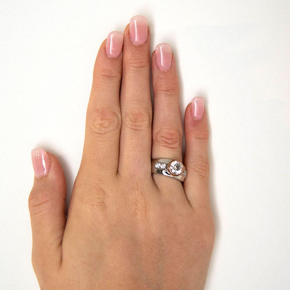 Synergy dress ring with 2.11 carats* of diamond simulants in 10 carat rose gold and sterling silver - Image 4