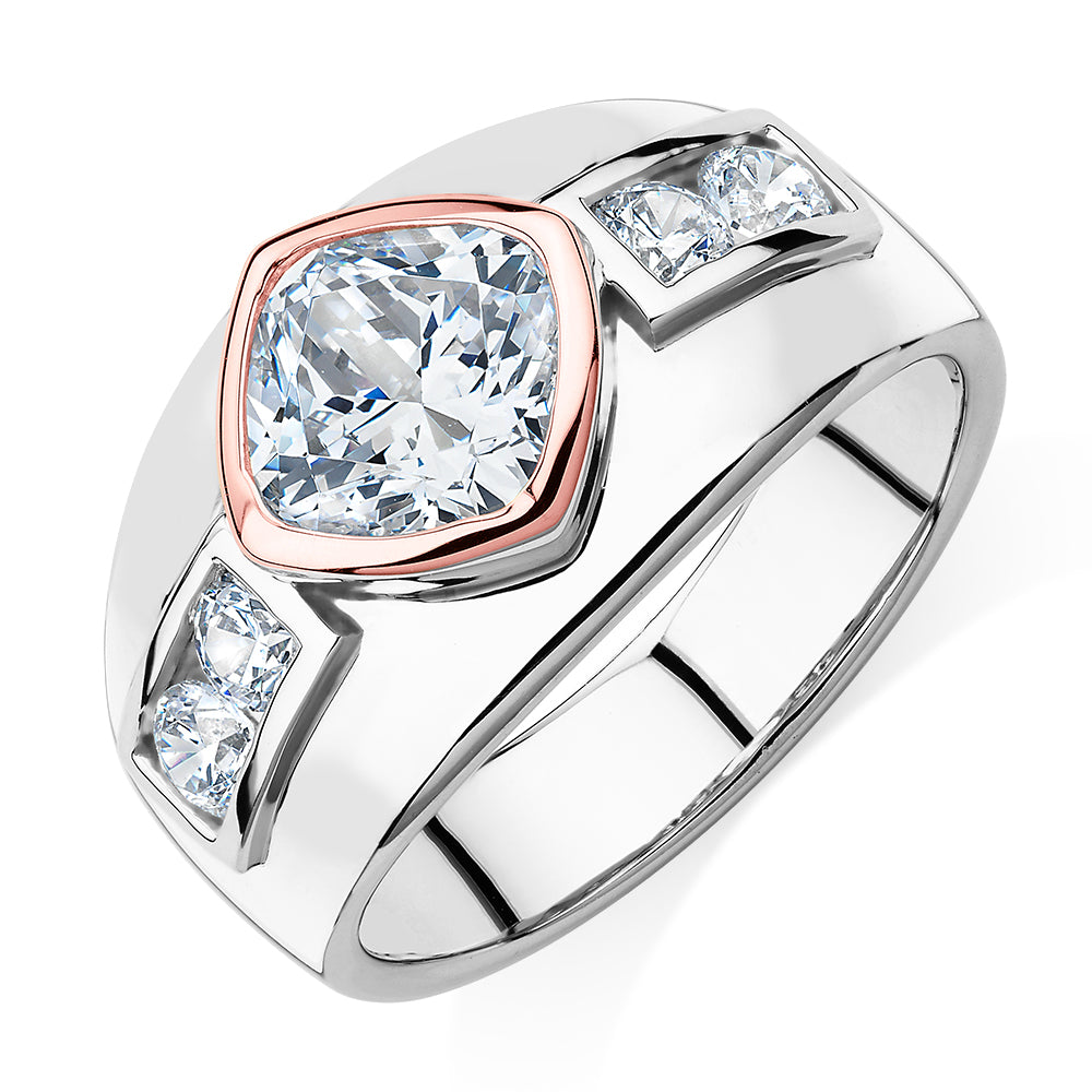 Synergy dress ring with 1.9 carats* of diamond simulants in 10 carat rose gold and sterling silver - Image 2