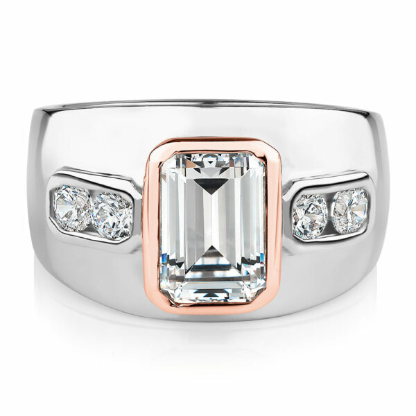 Synergy dress ring with 2.61 carats* of diamond simulants in 10 carat rose gold and sterling silver