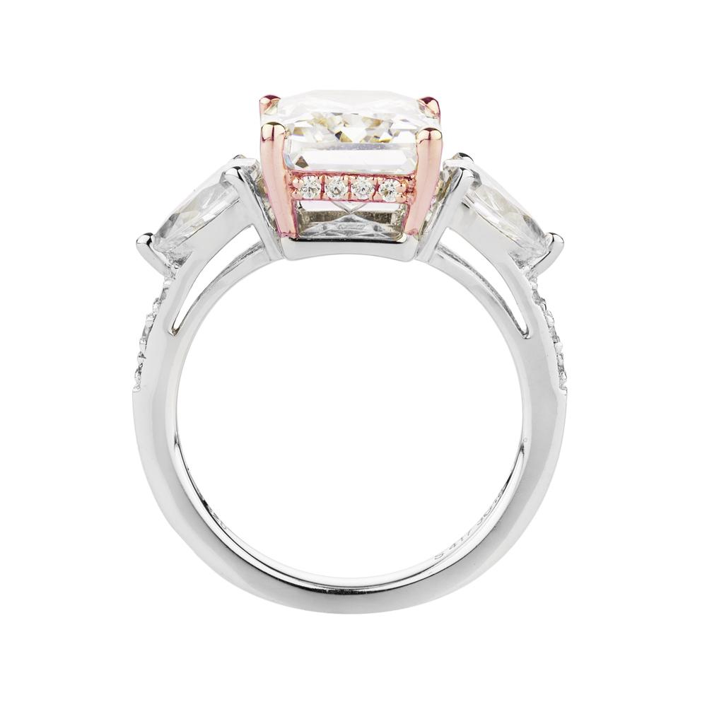 Synergy dress ring with 6.68 carats* of diamond simulants in 10 carat rose gold and sterling silver - Image 2