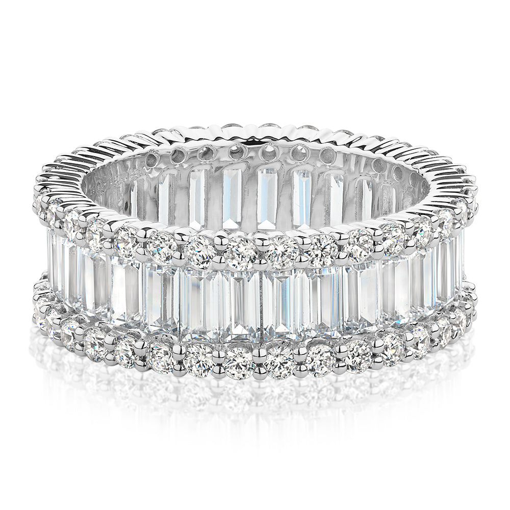 All-rounder eternity band with 5.4 carats* of diamond simulants in 10 carat white gold