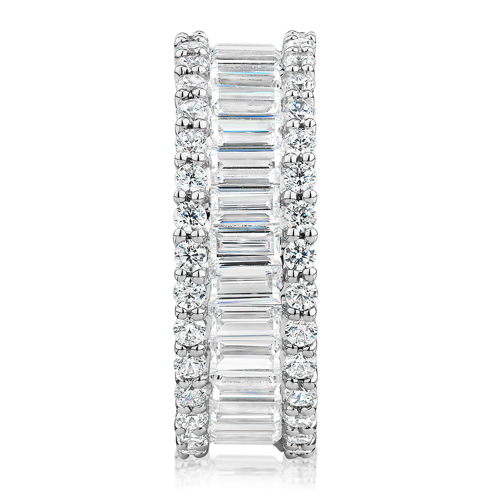 All-rounder eternity band with 5.4 carats* of diamond simulants in 10 carat white gold - Image 4