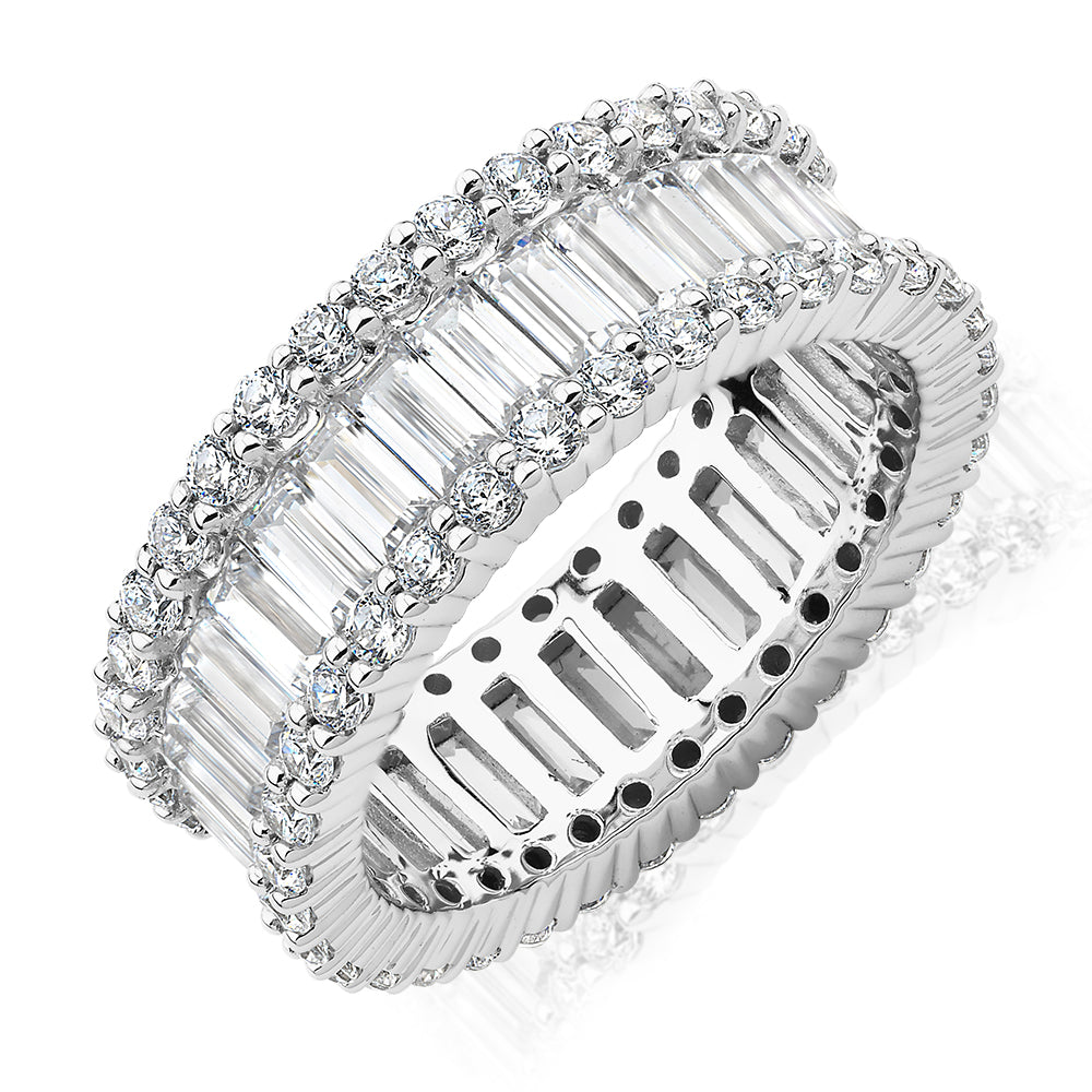 All-rounder eternity band with 5.4 carats* of diamond simulants in 10 carat white gold - Image 3