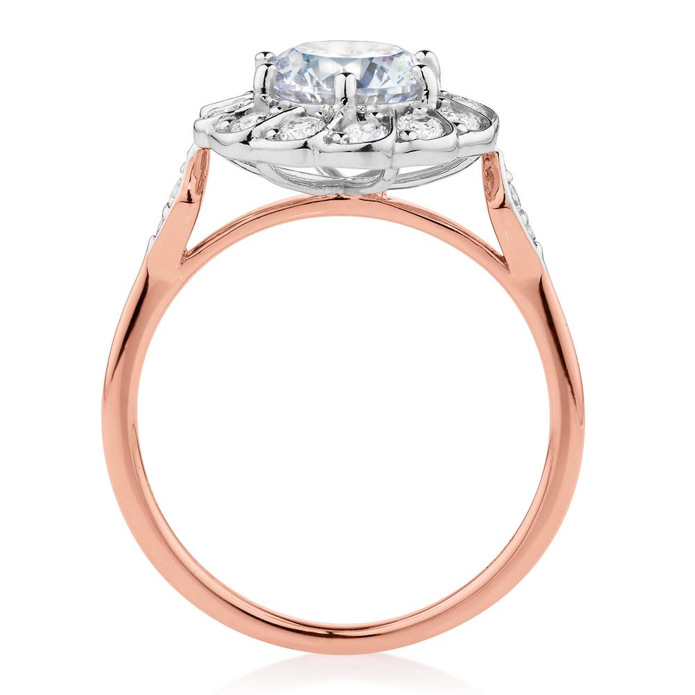Dress ring with 2.16 carats* of diamond simulants in 10 carat rose and white gold - Image 3