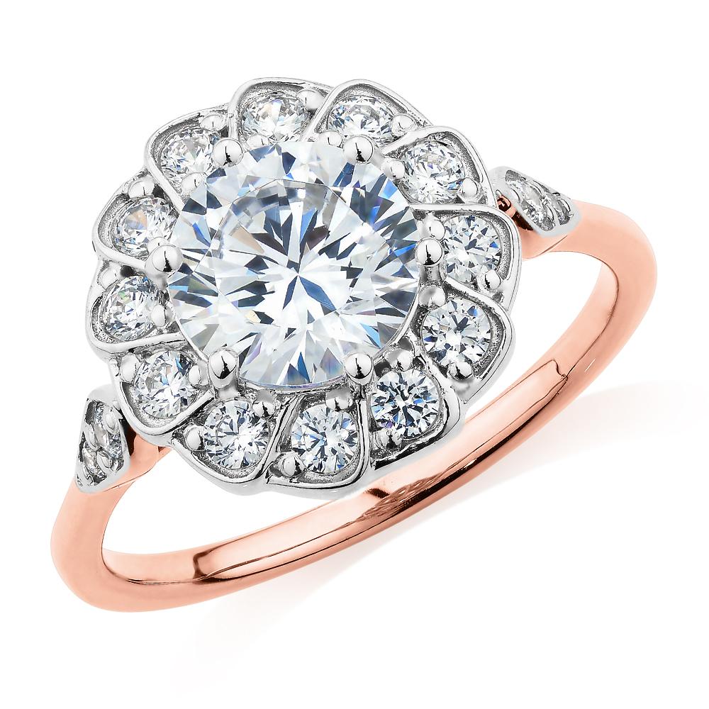 Dress ring with 2.16 carats* of diamond simulants in 10 carat rose and white gold - Image 4