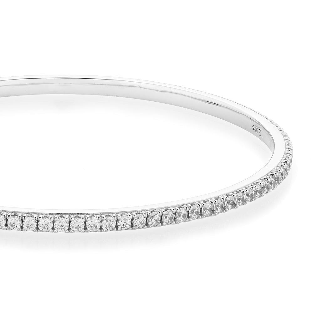 Round Brilliant bangle with 2.85 carats* of diamond simulants in sterling silver - Image 2