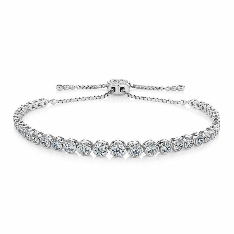 Slider bracelet with 5.79 carats* of diamond simulants in sterling silver