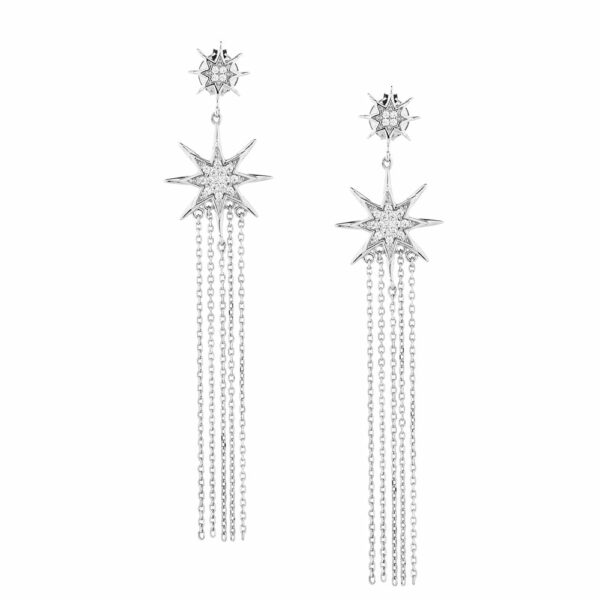 Round Brilliant drop earrings in sterling silver