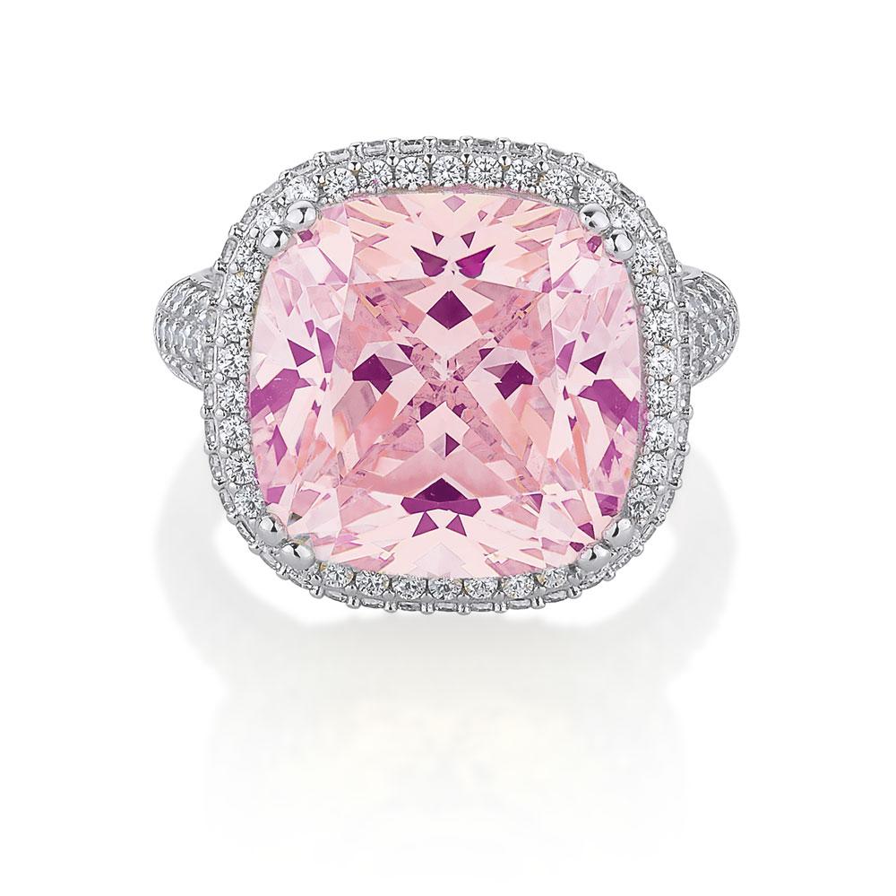 Dress ring with 11.98 carats* of diamond simulants in sterling silver