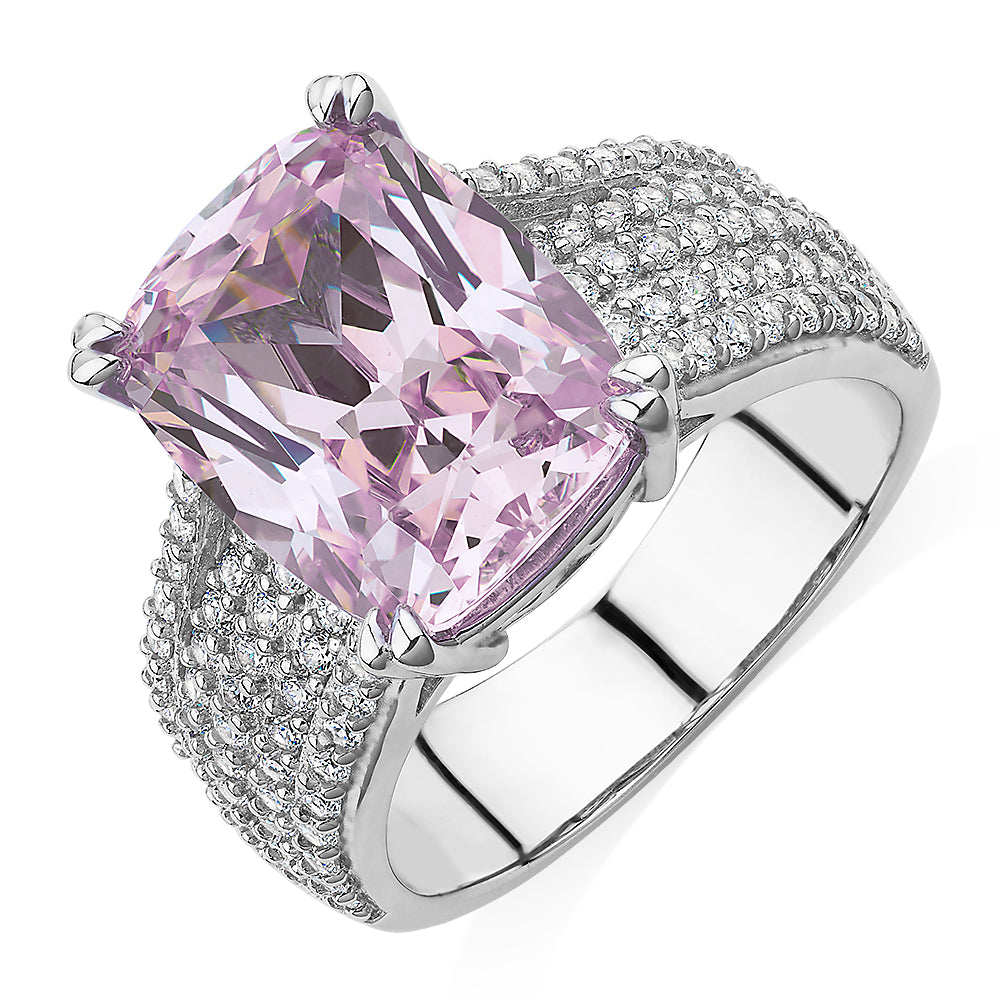 Dress ring with 7.44 carats* of diamond simulants in sterling silver - Image 2