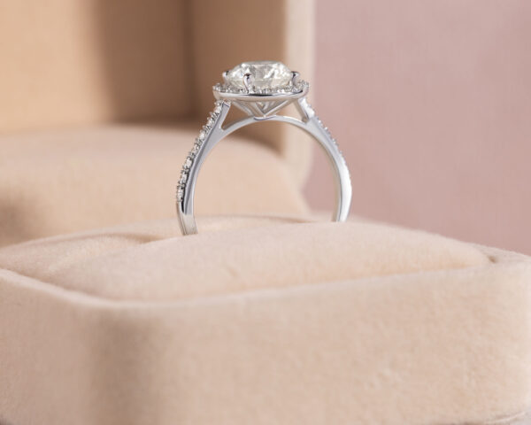 1.13 Ct Round Brilliant F/VS1-VS2 Lab Diamond Halo Engagement Ring 14k White Gold - Image 2