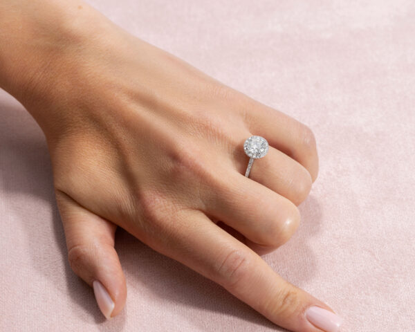 1.13 Ct Round Brilliant F/VS1-VS2 Lab Diamond Halo Engagement Ring 14k White Gold - Image 5