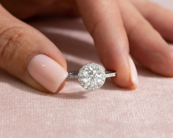 1.13 Ct Round Brilliant F/VS1-VS2 Lab Diamond Halo Engagement Ring 14k White Gold - Image 3