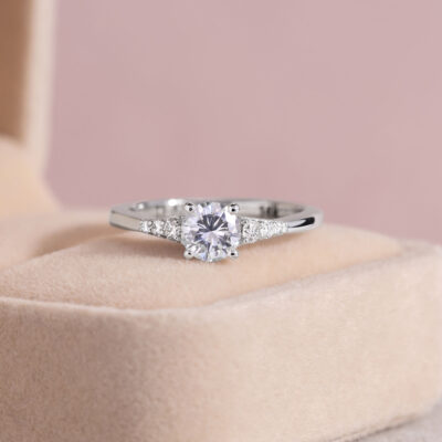 Lab Diamond 0.94 Ct Round Brilliant F/VS1-VS2 14k White Gold Engagement Ring