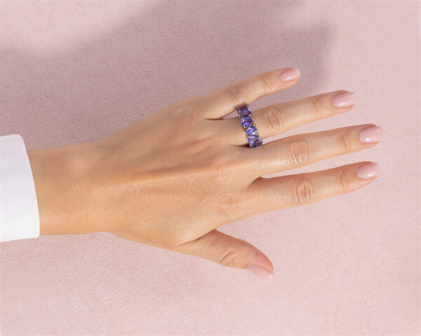10.72 Ct Blue Pear Tanzanite Ring 14k Solid White Gold Transparent - Image 4