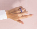 10.72 Ct Blue Pear Tanzanite Ring 14k Solid White Gold Transparent