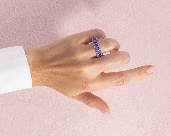 10.72 Ct Blue Pear Tanzanite Ring 14k Solid White Gold Transparent - Image 5