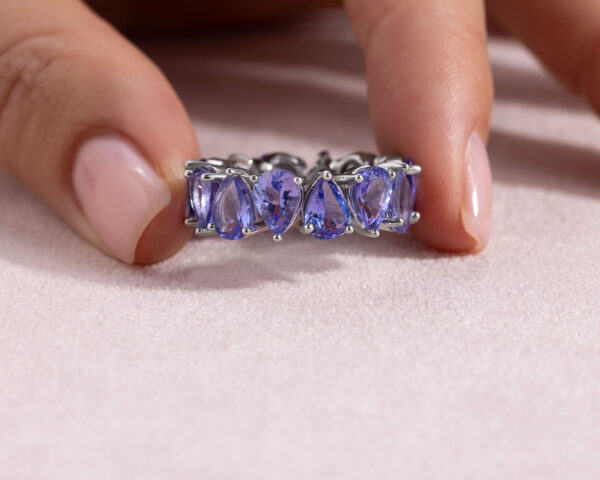 10.72 Ct Blue Pear Tanzanite Ring 14k Solid White Gold Transparent - Image 3