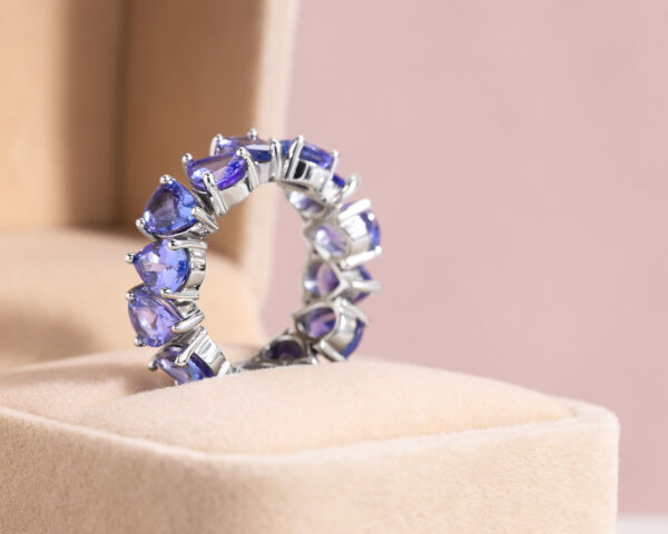 10.72 Ct Blue Pear Tanzanite Ring 14k Solid White Gold Transparent - Image 2