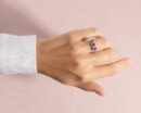 2.38 Ct Blue Sapphire & Natural Diamond Ring 14k Rose Gold Oval Three Stone SI1-I2