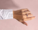 Blue Sapphire & Faint-Light Pink Diamond SI2-I1 0.90 Ct 14k Rose Gold Ring