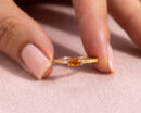 Orange Sapphire & Natural Fancy Yellow Diamond 0.96 Ct 14k Rose Gold Ring
