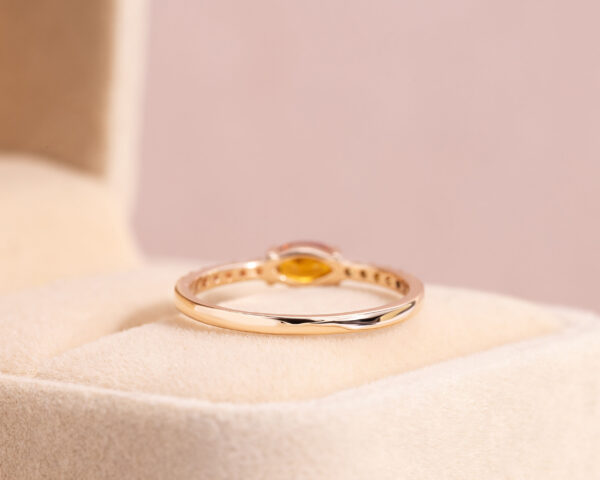 Orange Sapphire & Natural Fancy Yellow Diamond 0.96 Ct 14k Rose Gold Ring - Image 3