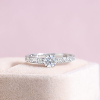 Lab Diamond 0.78 Ct Round Brilliant F/VS1-VS2 Engagement Ring 14k White Gold
