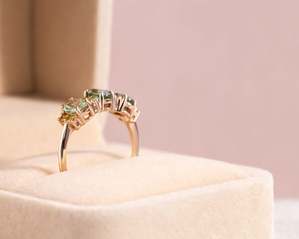 2.2 Ct Green Oval Sapphire Natural Fancy Vivid Yellow Diamond 14k Rose Gold Ring - Image 4