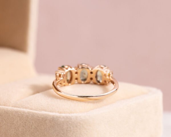 2.2 Ct Green Oval Sapphire Natural Fancy Vivid Yellow Diamond 14k Rose Gold Ring - Image 2