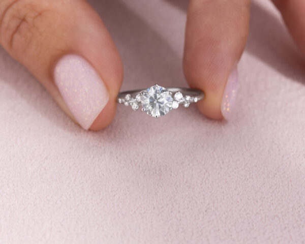 1.1 Ct Lab Diamond 14k White Gold Engagement Ring F/VS1-VS2 Round Brilliant - Image 5