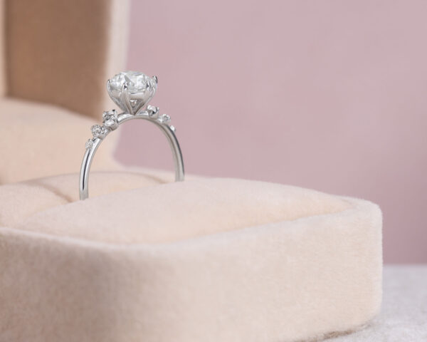 1.1 Ct Lab Diamond 14k White Gold Engagement Ring F/VS1-VS2 Round Brilliant - Image 2