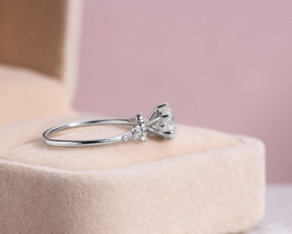 1.1 Ct Lab Diamond 14k White Gold Engagement Ring F/VS1-VS2 Round Brilliant - Image 3