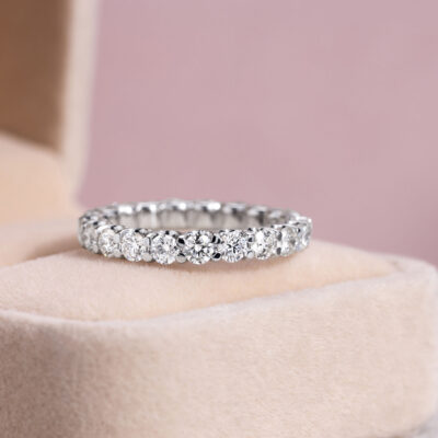 2.02 Ct F/VS1-VS2 Lab Diamond Eternity Engagement Ring 14k White Gold
