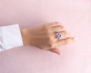 2.59 Ct Violetish Blue Tanzanite & Faint-Light Pink Diamond Round SI2-I1 14k Rose Gold Ring