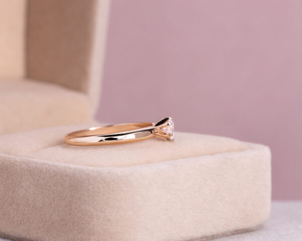 Lab Diamond 0.30 Ct F/VS1-VS2 Round Brilliant 14k Rose Gold Solitaire Ring - Image 4