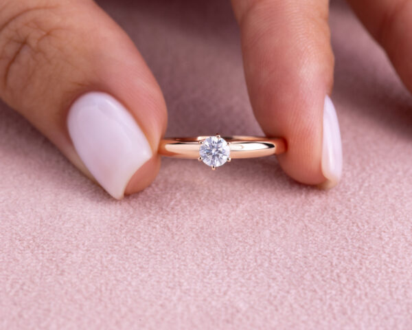Lab Diamond 0.30 Ct F/VS1-VS2 Round Brilliant 14k Rose Gold Solitaire Ring - Image 2