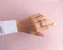 12.88 Ct Multi Color Sapphire Ring 14k White Gold Oval Transparent