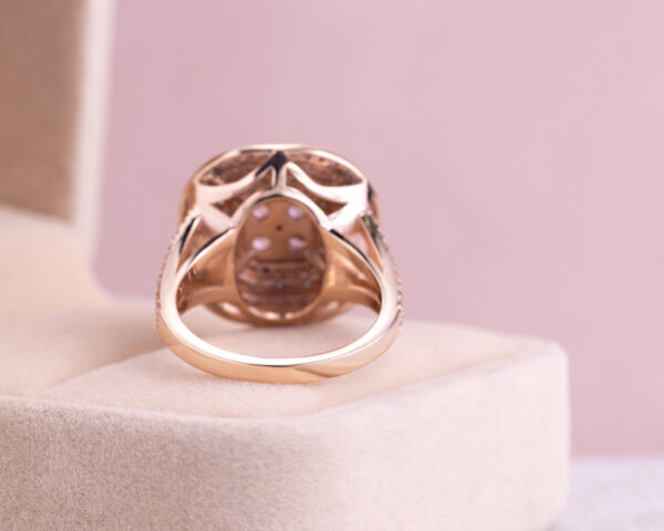 1.8 Ct Pink Sapphire & Faint-Light Pink Diamond Round SI2-I1 14k Rose Gold Ring - Image 4