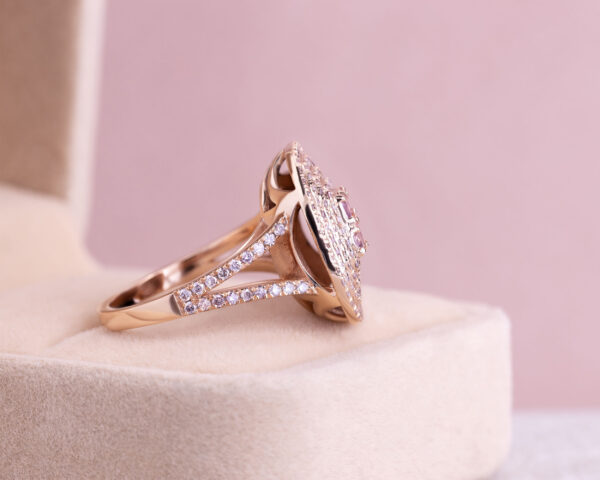 1.8 Ct Pink Sapphire & Faint-Light Pink Diamond Round SI2-I1 14k Rose Gold Ring - Image 3