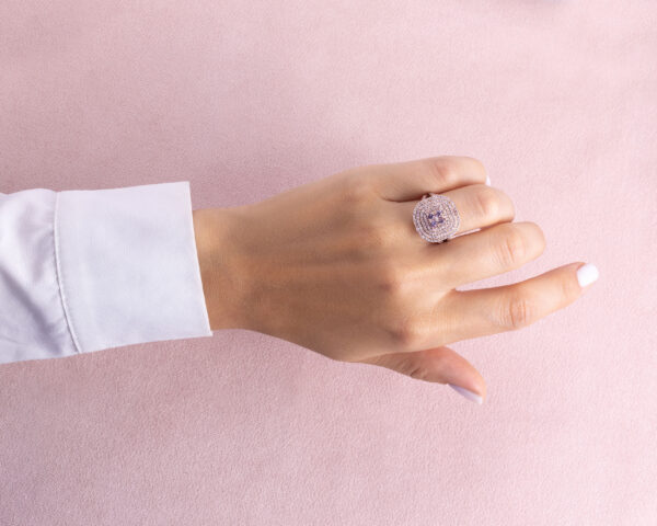 1.8 Ct Pink Sapphire & Faint-Light Pink Diamond Round SI2-I1 14k Rose Gold Ring - Image 6