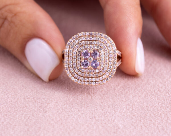 1.8 Ct Pink Sapphire & Faint-Light Pink Diamond Round SI2-I1 14k Rose Gold Ring - Image 5