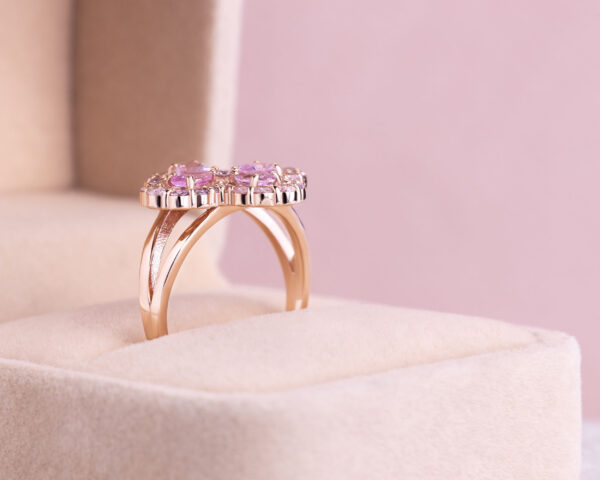 1.95 Ct Pink Sapphire & Faint-Light Pink Diamond Round SI2-I1 14k Rose Gold Ring - Image 2