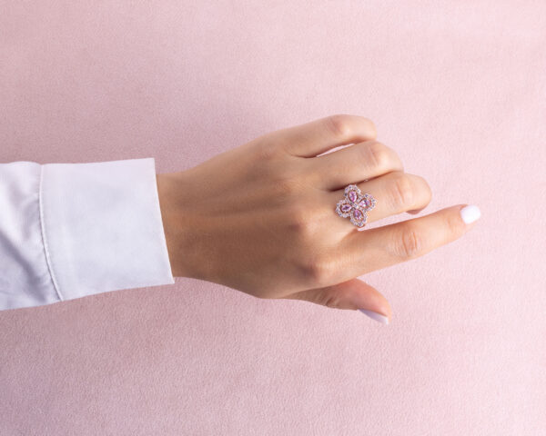 1.95 Ct Pink Sapphire & Faint-Light Pink Diamond Round SI2-I1 14k Rose Gold Ring - Image 7